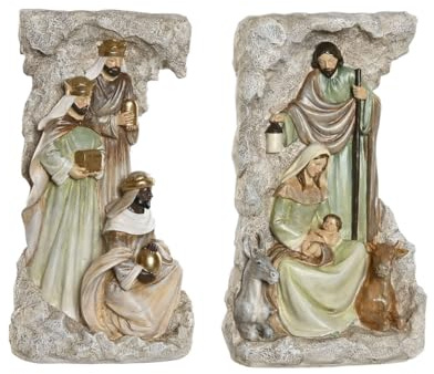 Home ESPRIT Presepe di Natale Multicolore Resina 19,5 x 11 x 31,5 cm (2 Pezzi)