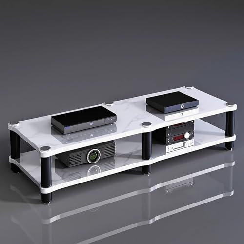 Hifi Rack Medienständer mit Großer Speicherkapazität, Unterhaltungsständer für Medienraum / Arbeitszimmer, Design-Audio-Rack-Tower, Speicher für Unterhaltungs-Stereokomponenten / Fernseher(White,H 37c