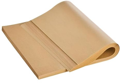 Feuilles de papier sulfurisé non blanchi – Papier de cuisson antiadhésif, feuilles de cuisson enduites de silicone | 200 feuilles de parchemin prédécoupées non blanchies pour cookies, pain, gâteaux