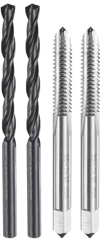 sourcing map Tap and Drill Bit Set, 2pcs M6 x 1.25 Metric Straight Flute Thread Screw Taps & 2pcs 4.7mm Twist Drill Bits, Uncoated/Black Oxide HSS-6542 Tapping Threading Tool Kit