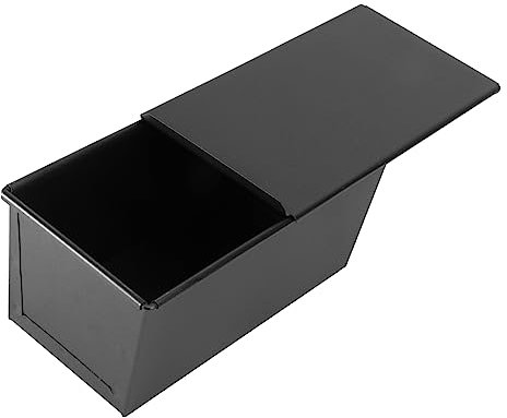 CONGARTENO Molde Para Pan Negro Con Tapa Deslizante 450 g Antiadherente Para Hornear Tostadas Casa Utensilio Práctico Para Panadería Doméstica