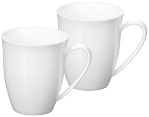 Wilmax - Tazze da tè e tazze da caffè - Set da 2-380 ml - Tazza in porcellana - Set di tazze per tè, caffè, cappuccino - porcellana - Bianco
