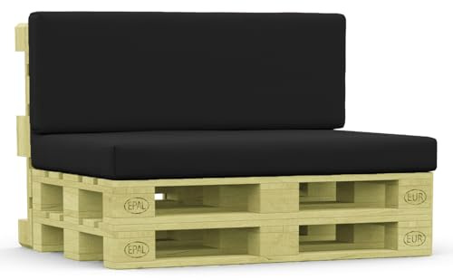 Pinkfairy Euro Pallet Seat Cushions Set - Outdoor Garden Furniture Durable Water Resistant Zip Cover | Seats Pads & Back Cushion With Heavy Duty Foam (Black, Only Back Cushion 120cm x 40cm x 5cm)