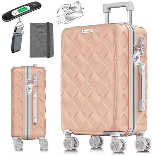 KESSER® Reisekoffer 84L Koffer ABS Hartschalenkoffer mit Zahlenschloss, Kofferwaage & Reisebrieftasche 360° Rollen | Rollkoffer für Business & Reise Trolley mit Teleskopstange & Tragegriff Nude Grey