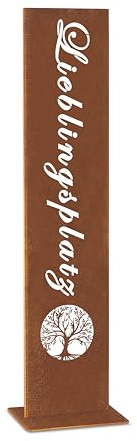 GARDIVO Lieblingsplatz schild 98cm Hoch, Gartendeko, wohndeko, Gartenschild, dekoration (Rost, Natur)