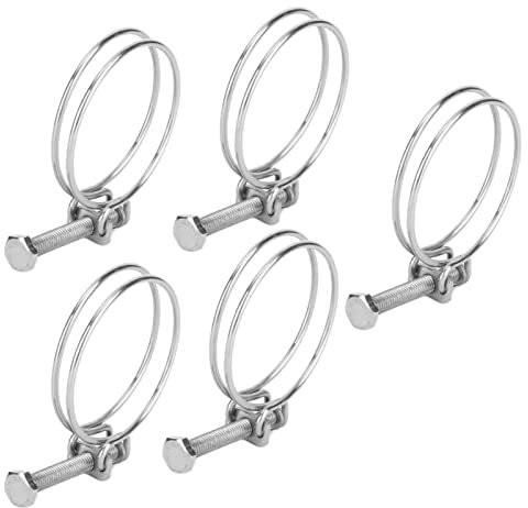 Wire Hose Clamp, Double Wire Hose Clips 5PCS Double Wire Hose Clamp Adjustable Stainless Steel Wire Tube Clip for Industrial Domestic Use (59-65mm)