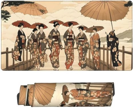Tapis de Souris Japon, Grand Tapis de Souris 1600x800 mm, Femme Tapis de Souris de Jeu, Sous-Main Bureau avec Bords Cousus, Tapis de Souris Clavier, pour Travail, Jeux, Bureau, Maison Cadeau U-1000
