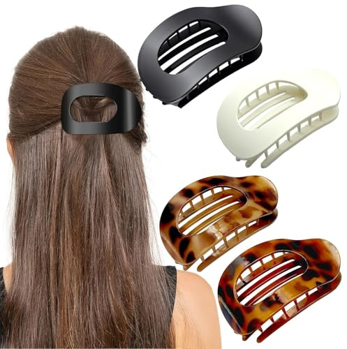 4 Stück Haarklammern für Damen, Friseur Zubehör Haarspange, Flat Claw Clip, Haarklammer für Dünnes Haar, Starker Halt Seitliche Haarklammern