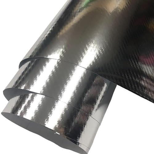 Autofolie 10/20/30/40/50/60CM X 152CM Chrom Silber 3D Carbon Fiber Car Wrapping Film Chrom 3D Carbon Film Chrom Carbon Auto Aufkleber Auto Folie(20cm x 152cm)