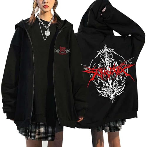 Flyself Herr Dam Kpop Y2K dragkedja huvtröja Domin Ate huvtröja skjorta e-flicka gotisk långärmad huvtröja sweatshirts Harajuku tröja, S
