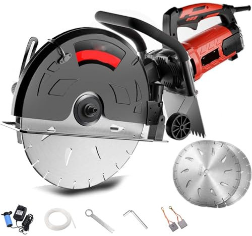 Rozadora de pared eléctrica de 9900 W, 6800 r/min, con hojas de sierra de 1/2/3 pulgadas, profundidad ajustable de 0 a 154 mm, rotación de 90°, for piedra, cemento, hormigón, baldosas de cerámica y má