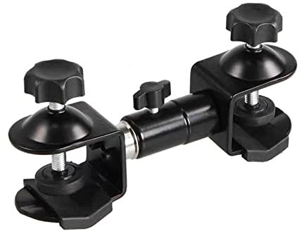 Support de parapluie pour appareil photo - Trépied d'extérieur - Support à clip - Double tête - Pince en U - Accessoire de photographie