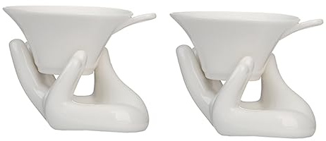Warmhm Teefilter in Weiß mit Guanyin Handhalterung 2 Satz Porzellan und Filtert Teesatz Hitzebeständig Geeignet für Teegeschirr