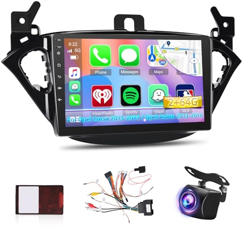 Android 9 bilradio för Opel Corsa (2015–2019) & Opel Adam (2013–2016) - CarPlay & Android Auto trådlöst och trådbundet, Wi-Fi, GPS, 28 teman, AHD backkamera
