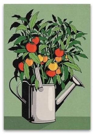 Yocheng Affiche murale représentant un citronnier et de la bière, fleurs insérées dans des bouteilles de vin, peintures décoratives amusantes, décoration d'intérieur 50x70cm sans cadre