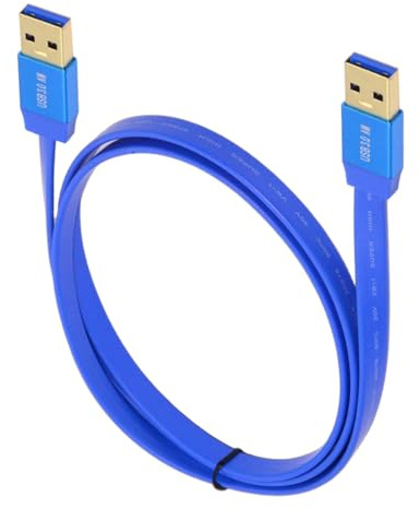 NFHK Ultra Flat Slim USB 3.0 Type-A Male to USB3.0 A Male Cable Extension Blue 5Gbps for Disk SSD Camera Data (100cm)