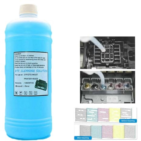 PZPSEQGM DTF -Tintenlösung und Druckkopfreiniger -Kit kompatibel mit L800 L805 L1800 L8050 L18050 Drucker Flüssigreinigungssystem(500ML Blue)