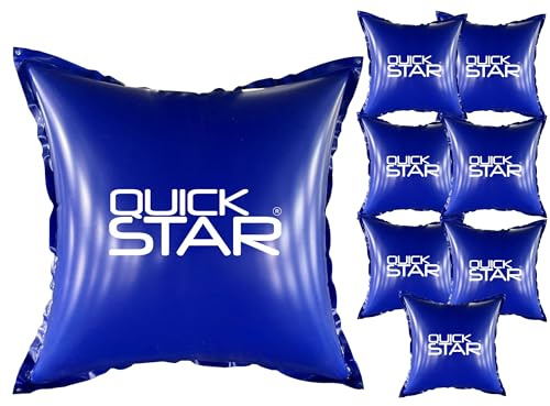 QUICK STAR 8 cuscini per piscina quadrati, 120 x 120 cm, blu, 4 corde e valvola di sicurezza, 2 set di riparazione, PVC 0,44 mm, cuscini invernali per piscina con doppia cucitura, cuscini ad aria