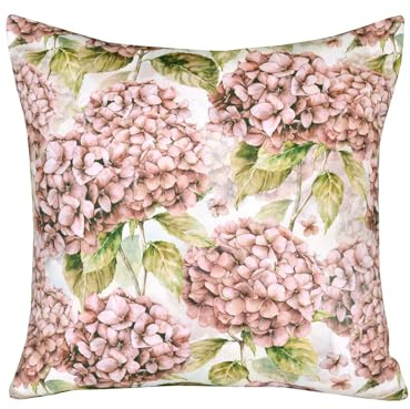 beties Landlust Housse de coussin, motif hortensia, environ 50 x 50 cm, collection maison de campagne, 100 % coton, qualité supérieure en rose bordeaux