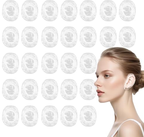 100 Stück Einweg Ohrenschützer für die Dusche, Ohrenschützer Wasserdichte, Klare Dusche Ohr Abdeckung, Transparente Ohrbedeckungen für Haarfärbemittel, Baden, Spa, Friseursalon, Zuhause und Hotel