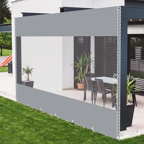 Bâche imperméable en PVC gris 6 x 3 m avec œillets – Bâche pliable robuste 500 g/m² pour tonnelle, balcon, jardin, abris de plantes, serres et toits pour animaux domestiques.