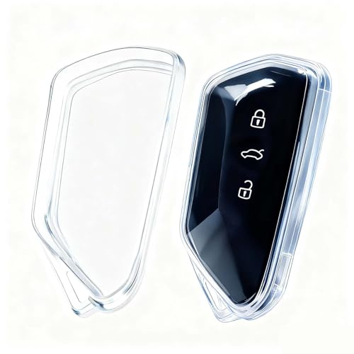 2PCS Schlüsselhülle Autoschlüssel Hülle TPU Schlüsselgehäuse für V.WI Golf 8 GTE GTI ID.3 ID.4 Se.atI Leon MK4 Tarraco Ateca Skoda Octavia 4 Cupra Formentor Bornc 3-Tasten, Silikon Cover, Transparent