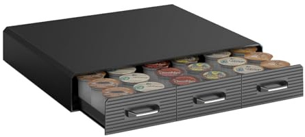 Coffee Capsule Storage Drawer Black Plastic Practical Holder for Coffee Pods Space-Saving Caddy for Nespresso and Dolce Gusto Capsules.