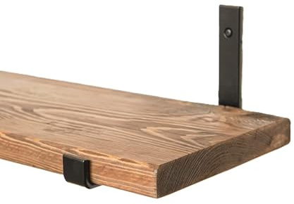 Rustic Scaffold Board Shelves - Handcrafted Reclaimed Wood with Black Brackets. (Jacobean Oak / 60cm)
