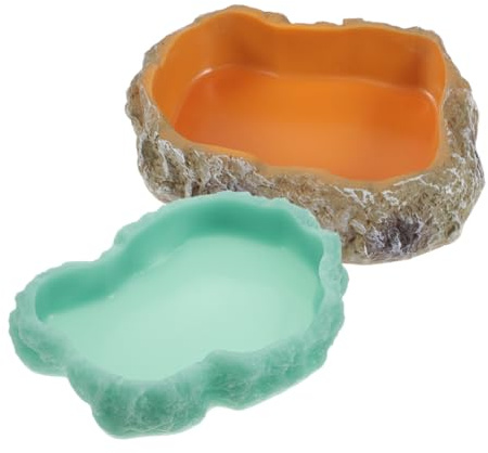 UTHCLO Set 2 Ciotole per Cibo e Acqua per Rettili in Resina Ciotola per Alimentazione Notturna Luminosa e Grigia XS per Lucertole Tartarughe e Piccoli Animali Domestici