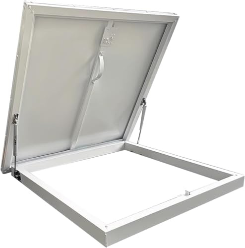 Låst vindskyddsdörr Säkerhetsdörr i aluminium med metallhandtag Uppåtgående vindslucka(50x50CM/19.7x19.7in)