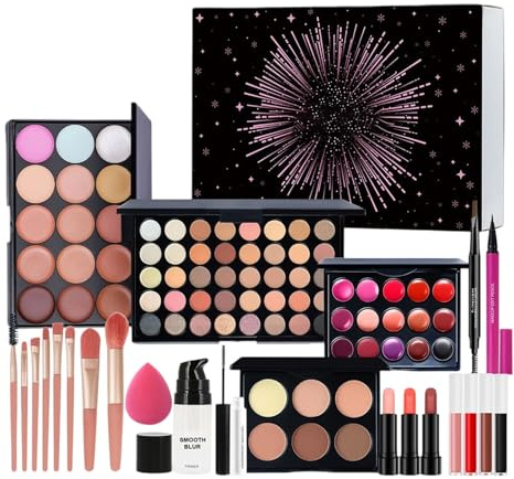 Kit per il trucco - – Set cosmetico, palette di ombretti Pro, rossetto, collezione completa di pennelli da trucco | Principiante compleanno Natale donna festa