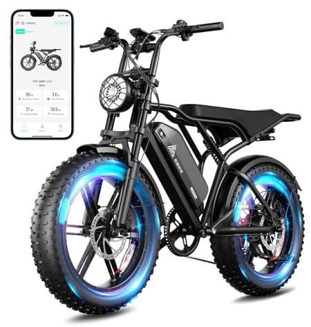 TST Electric Bike for Adults, 1500W Peak Motor Ebike with 48V 15Ah Built-in Battery, 60 Miles Range 28 MPH Electric Bicycle, 20 Fat Tire E Bike with Rear Seat 7Speeds Black