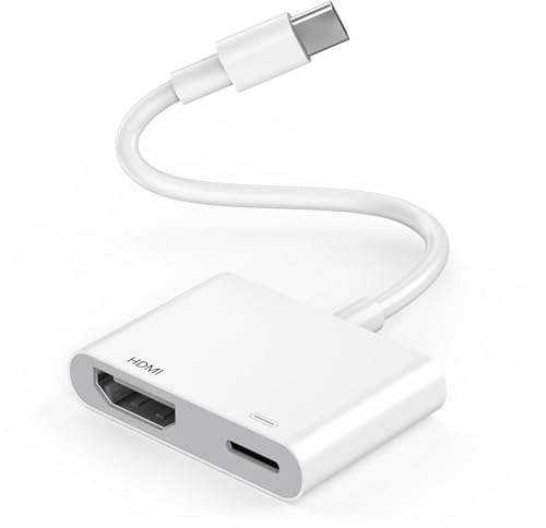 [Certifié Apple MFi] Adaptateur USB C vers HDMI pour iPhone 17 16 15, Adaptateur AV numérique de type C 4K UHD Thunderbolt vers HDMI Adaptateur Connecteur d'écran de synchronisation pour iPhone 17 16
