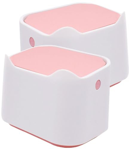 OSALADI Lot de 2 Poubelles à Pression Blanches et Roses 1,5 L pour Bureau et Comptoir, Petites Corbeilles à Papier Multifonctions Cuisine, Chambre et Rangement D’articles Divers
