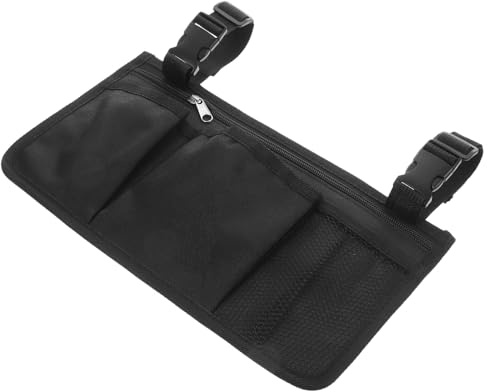 ARTIBETTER Pochette Latérale Suspendue pour Fauteuil Roulant Double Sangles, Sacoche en Tissu Oxford Amovible, Rangement Sécurisé pour Aides la Marche et Déplacements, Noir