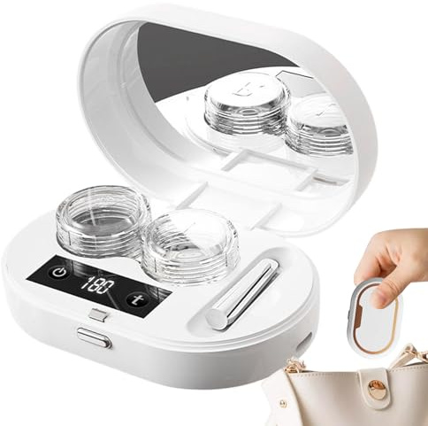 Máquina Limpiadora de Lentes de Contacto Máquina Recargable Con 3 Modos | Recargable Con Espejo Limpiador Ultrasónico De Contacto Totalmente Automático Para Mujeres, Estudiantes, Hogar, Escuela Y