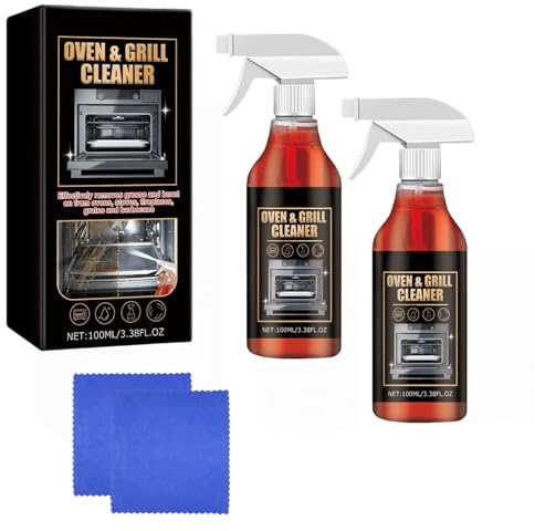 Backofen und Grillreiniger, Backofenreiniger, Oven Cleaner, Backofenreiniger Extra Stark, Selbstarbeitender Reiniger und Fettlöser für Dunstabzugshauben, Gasgrill, Edelstahl (2PCS)