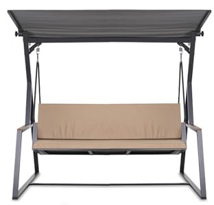 Setgarden Cojín para columpio de jardín, 7 cm de grosor, acolchado para asiento y respaldo, funda extraíble, reversible, juego de cojines de jardín (beis, 160 x 50 x 50 cm)
