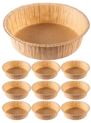 SKISUNO Tortiere Rotonde in Carta 16 CM Oro 10 Pezzi Monouso per Preparazioni in Forno e Friggitrice per Persone