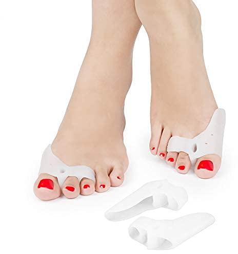 Haofy Correttore Dita Piedi, 2 paia Separatore per Dita a 3 Fori e Protezioni per le Dita per Alluce Valgo Punta a Martello e Dita Sovrapposte Sollievo dal Dolore Raddrizzatore Dita Piedi in Gel
