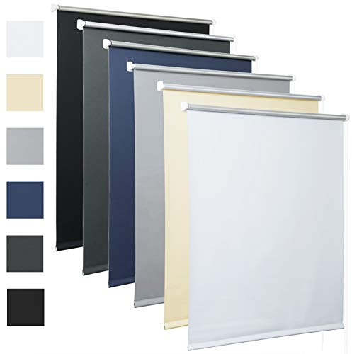 Laneetal Thermorollo mit Beschichtung Verdunklungsrollo in Anthrazit 80x160 cm Klemmrollo für Fenster & Tür Klemmfix ohne Bohren Fensterrollo Seitenzugrollo