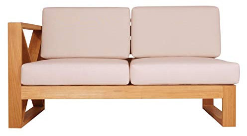 Teako Design Outdoor Sofa Molveno Seitenteil Links mit Auflagen unbehandeltes Massivholz Wetterfest robust Teakholz