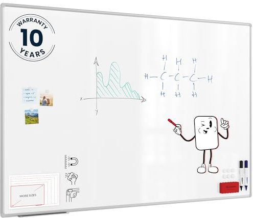 ALLboards Tableau Blanc Magnétique Effaçable à Sec avec Cadre en Aluminium Premium EXPO 180x120cm, Whiteboard