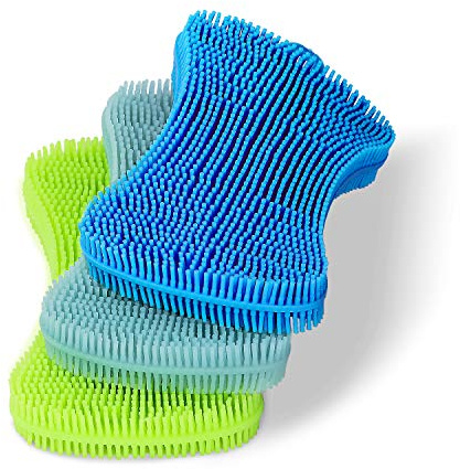 Geloo.Silicone Sponge Dish Brush, Double Sided Cleaning Brush for Dishes, Kitchen Gadgets and Accessories (3 Pack)