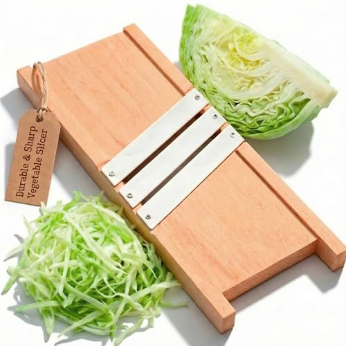Wooden Cabbage Shredder for Coleslaw and Sauerkraut (12.9x5.9 in) - Cabbage Grater for Coleslaw and Sauerkraut - Slaw Slicer Cutter Maker