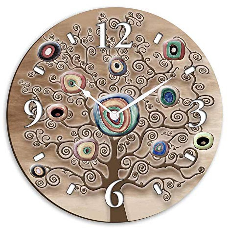 Lupia - Orologio da Parete in Legno ecologico, con stampa TREE Albero della Vita, 32x32 cm, Made in Italy, Movimento a Quarzo, Alimentato a Batteria non inclusa, Adatto a Tutti gli Stili di Casa