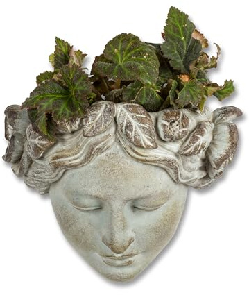 Abbott Collection 27-DEMETER-313 - Fioriera da parete con volto donna, grigio