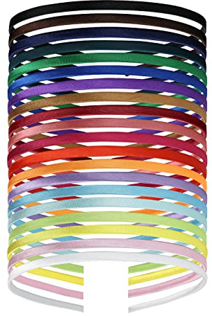Confezione da 20 fasce per capelli da donna, colorate, in tessuto bianco, rivestite in tessuto, sottili, in metallo nero, fascia elastica per capelli, tiara, corona, accessori fai da te