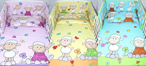 Primawela Baby Bettwäsche - Schäfchen- Kinderbettwäsche Babybettwäsche mit Kissenbezug Baumwolle (Rosa, 90 x 120 cm)