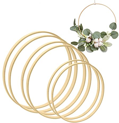 Holzringe Zum Basteln, Holzringe Makramee, Holzring, Makramee Ringe, Traumfänger Ringe, Traumfänger Ringe Set 6 Stück 3 Größen (10cm/15m/20cm) für Hochzeit Kranz Decor und DIY Handwerk